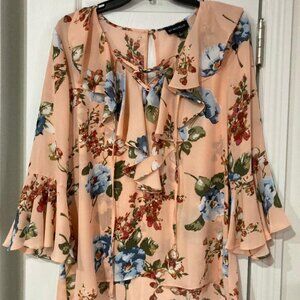 Junior Top - Peach, light blue, green, white and red -  My Michelle - Size Large
